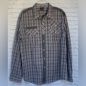 Irreverent Military Button Down Y2K Skull Rocker Grunge Like Affliction